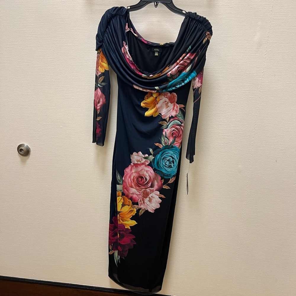 Navy Afrm XL( fits like a large) ankle length fitted dress